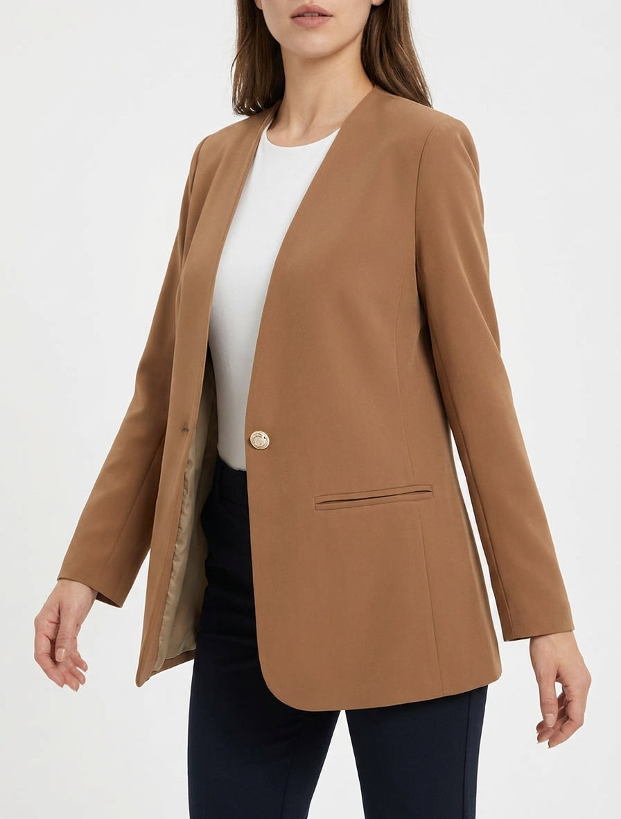 Blazer uni boutonné - Camel