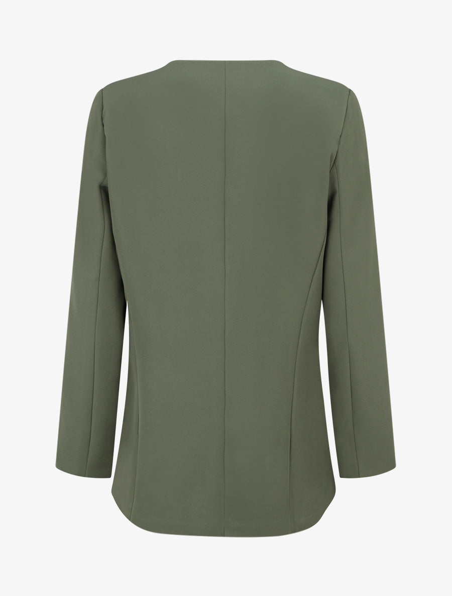 Blazer uni boutonné - Kaki - 2
