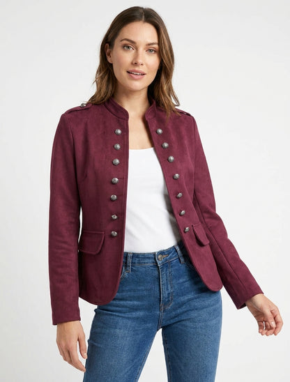 Veste en suédine style officier - Bordeaux