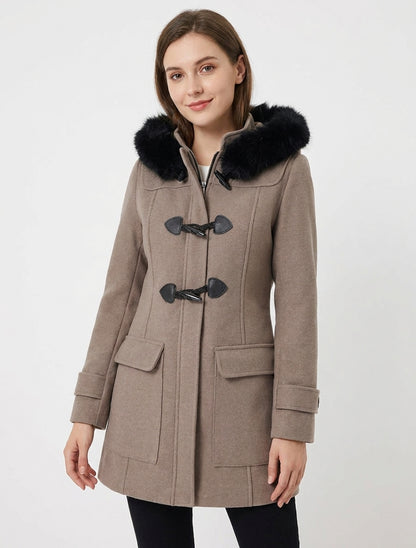 Duffle-coat uni à capuche - Taupe