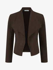 Veste en suédine à poches décoratives zippées - Marron