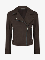 Veste en suédine à fermeture zippée - Marron