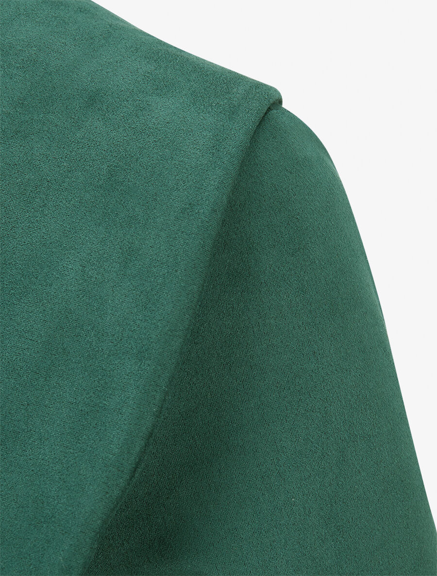 Veste longue unie en suédine - Vert sapin - 3