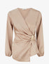 Top drapé et satiné à bijou - Beige - 1