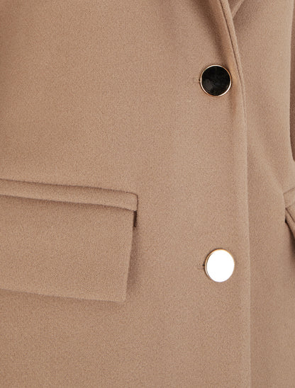 Manteau long droit classique - Camel - 3