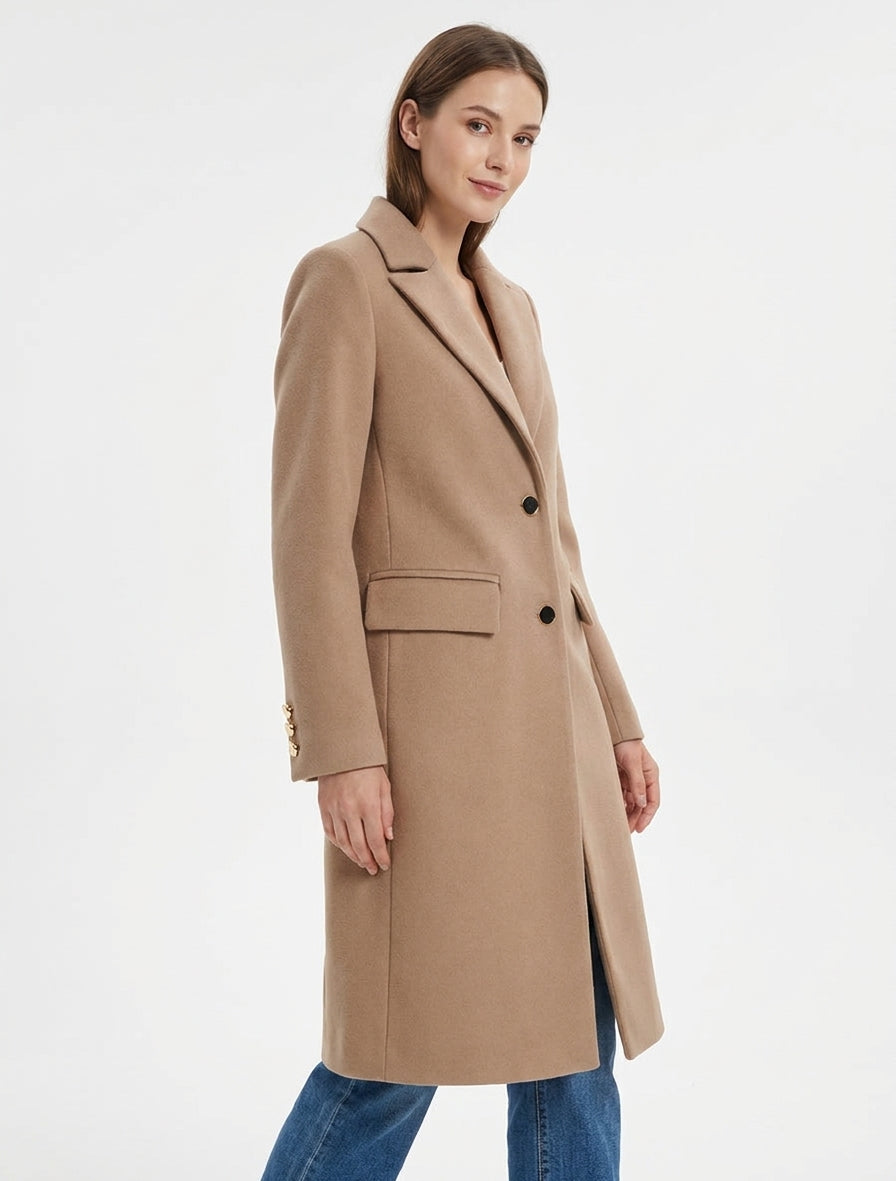 Manteau long droit classique - Camel