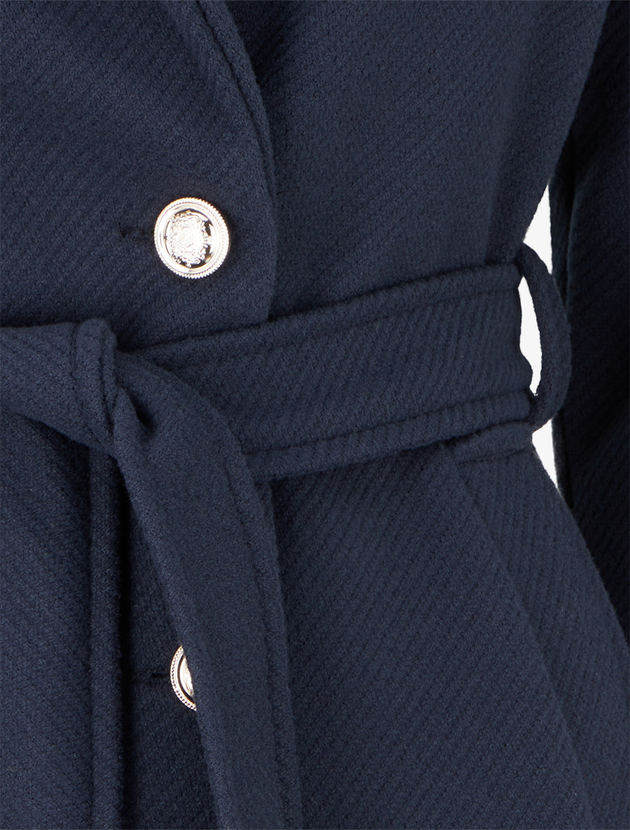 Manteau long à col cranté - Marine - 3