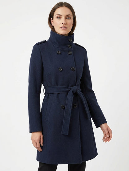 Manteau long à col montant - Marine