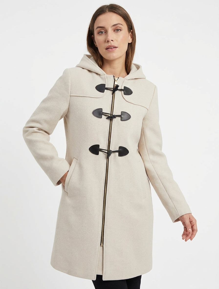 Duffle-coat uni à capuche - Crème