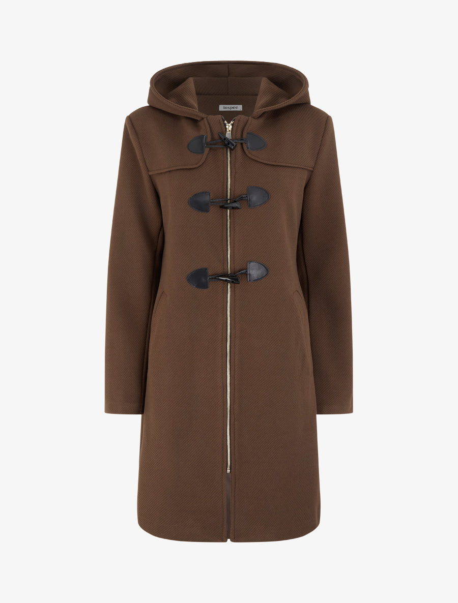 Duffle-coat uni à capuche - Marron - 1