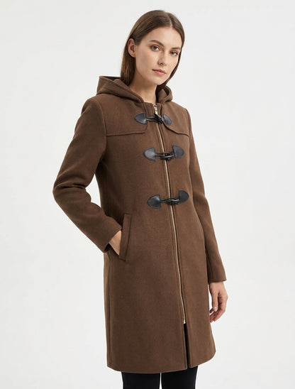 Duffle-coat uni à capuche - Marron
