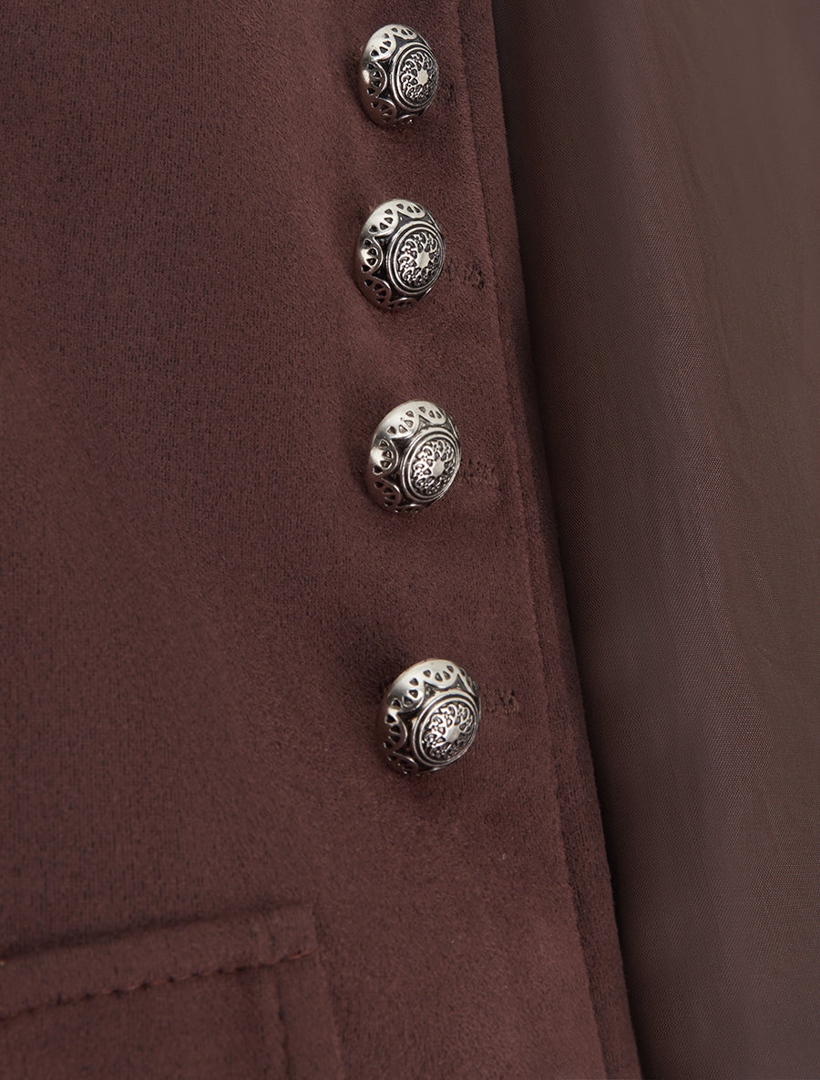 Veste en suédine style officier - Marron - 3