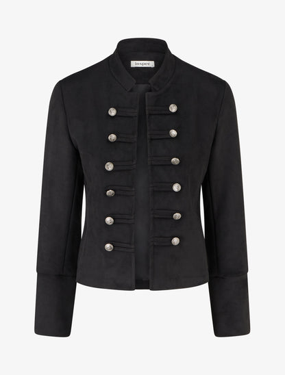Veste suédine style officier - Noir - 1