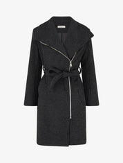 Manteau zippé col à revers - Gris anthracite - 1