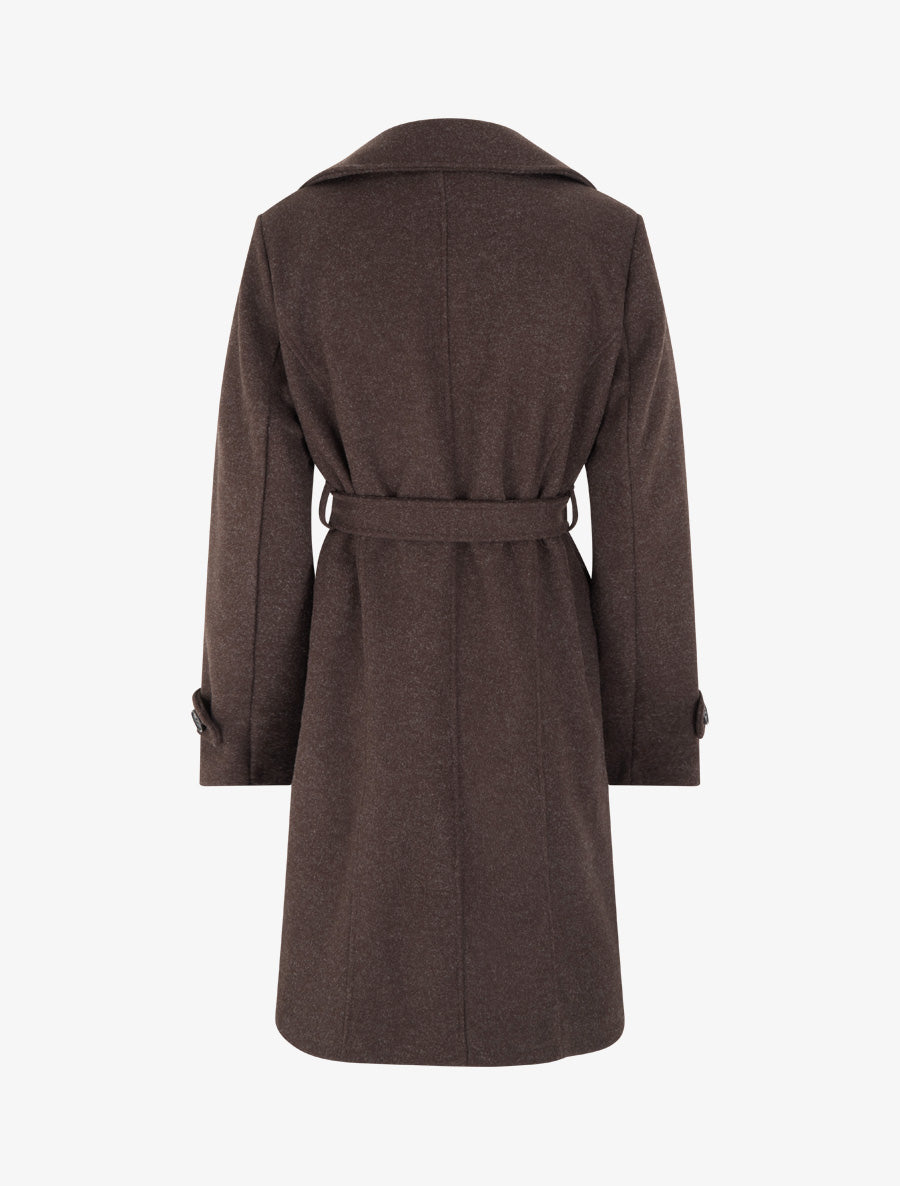 Manteau long croisé basique - Marron - 2