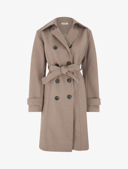 Manteau long croisé basique - Taupe - 1