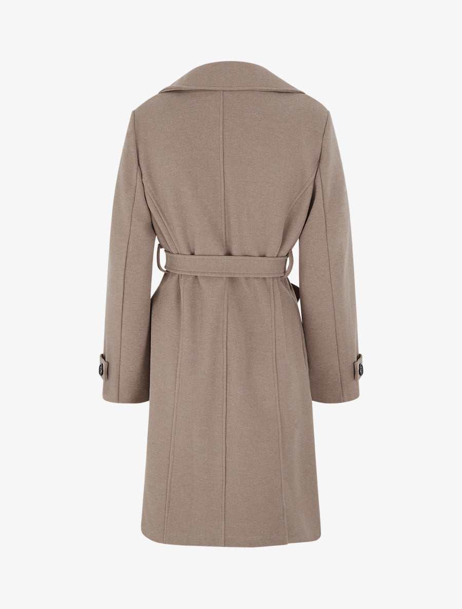 Manteau long croisé basique - Taupe - 2