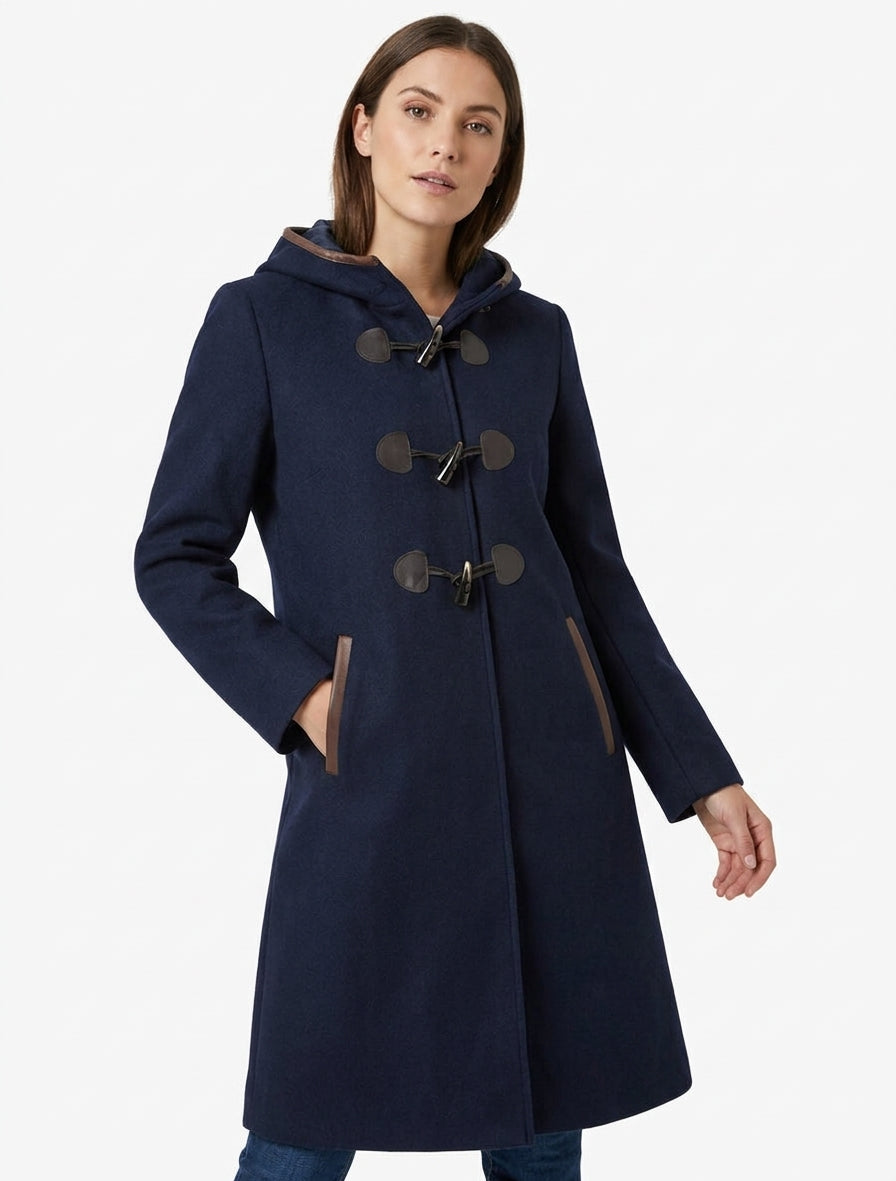 Duffle-coat à attaches contrastantes - Marine