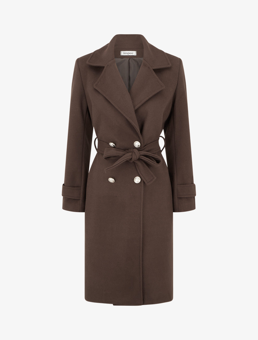 Manteau droit à col cranté - Marron - 1