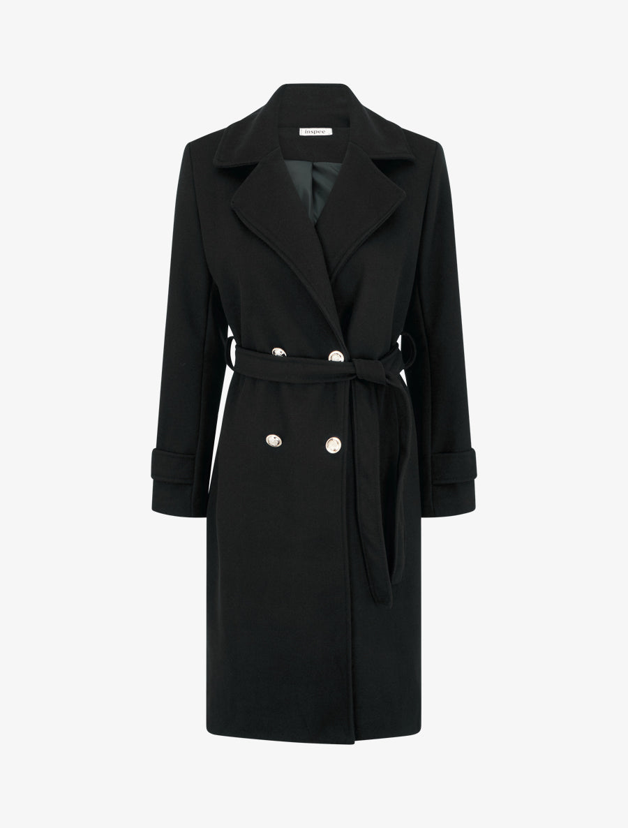 Manteau droit à col cranté - Noir - 1