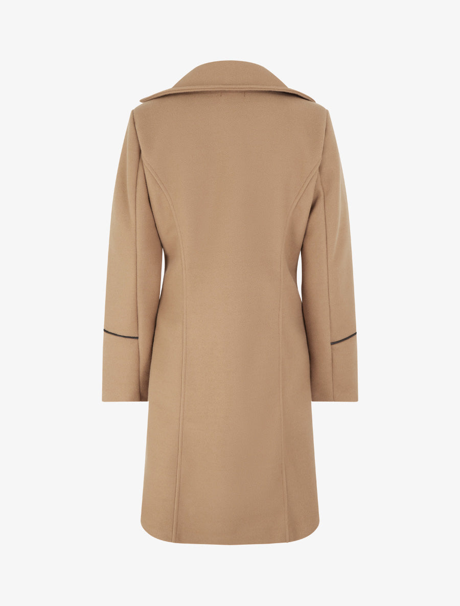 Manteau long croisé coupe droite - Camel - 2