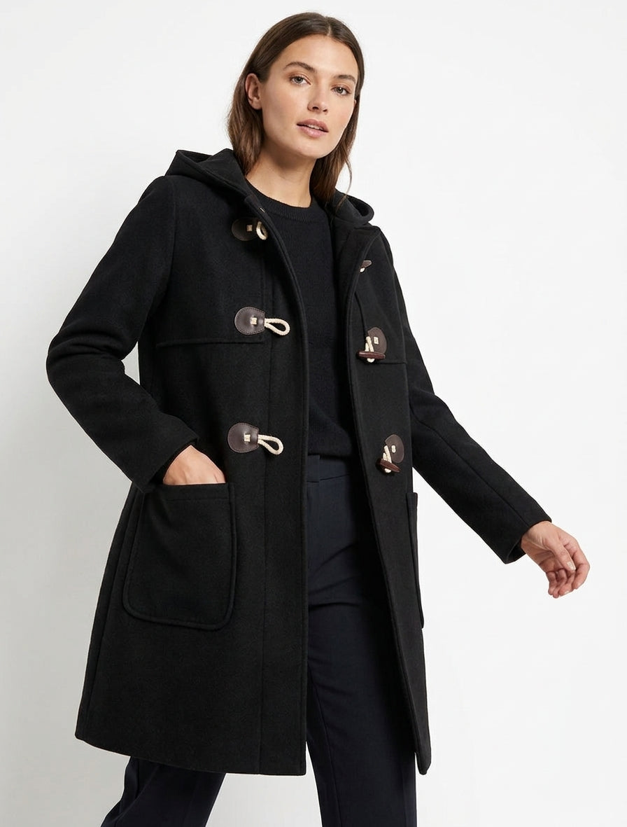 Duffle-coat droit long - Noir