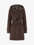 Manteau droit à capuche amovible - Marron - 1