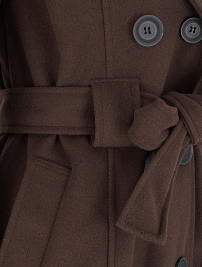 Manteau droit à capuche amovible - Marron - 3