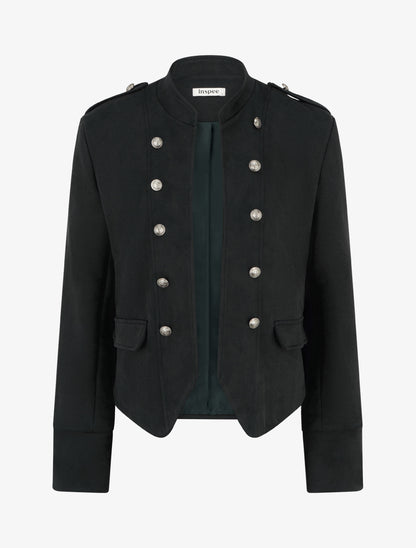 Veste en suédine à boutons décoratifs - Noir - 1