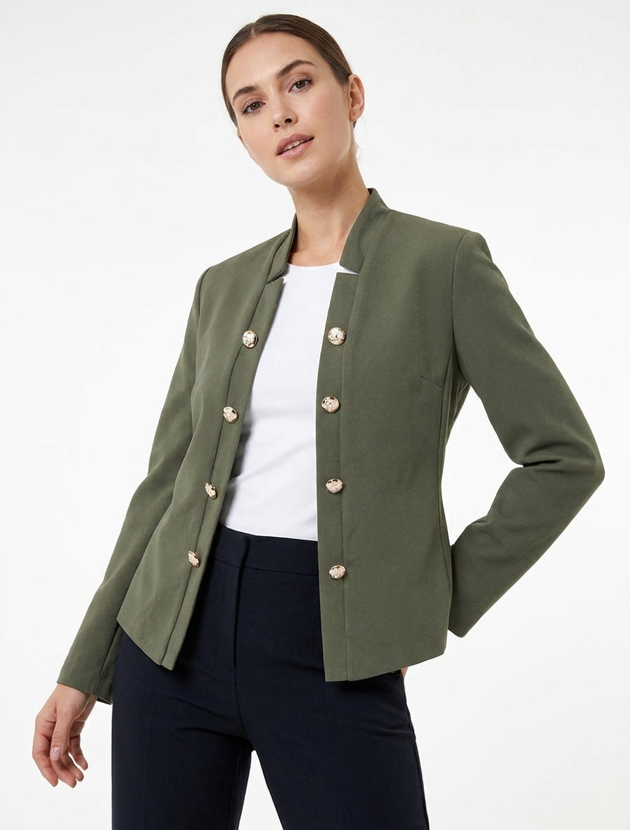 Veste droite ouverte style officier - Kaki