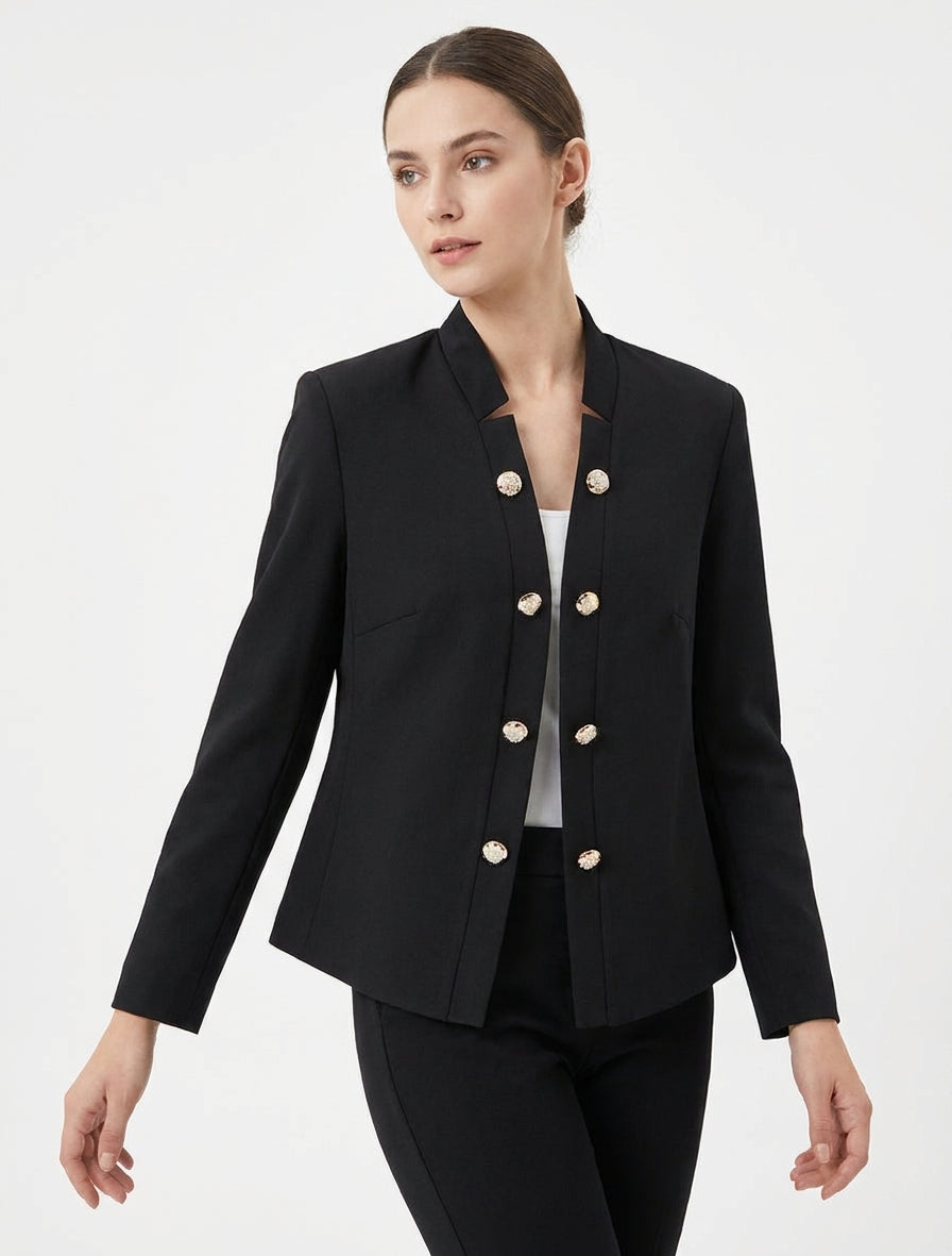 Veste droite ouverte style officier - Noir