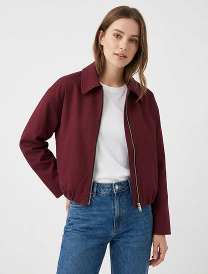 Bomber uni zippé - Bordeaux