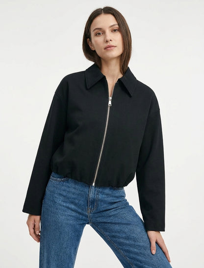 Bomber uni zippé - Noir