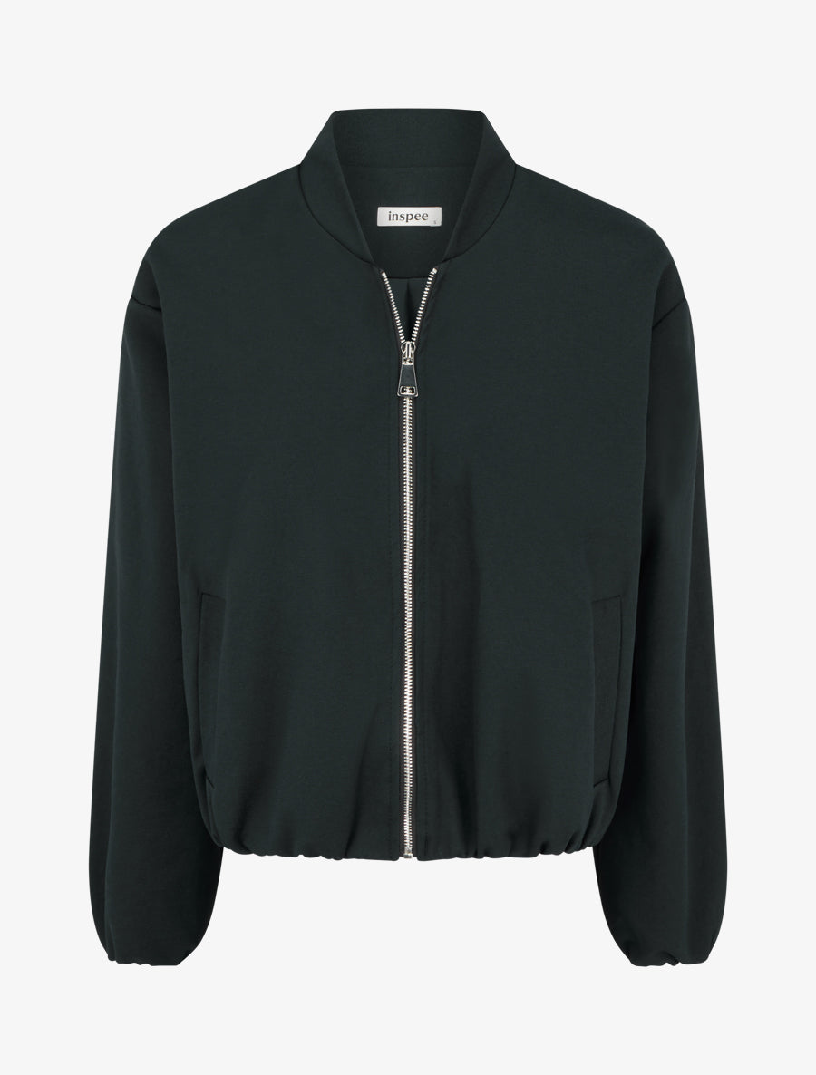 Bomber uni à bords élastiqués - Noir - 1