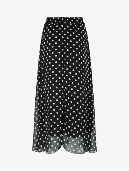 Jupe longue élastiquée à pois - Noir - 2