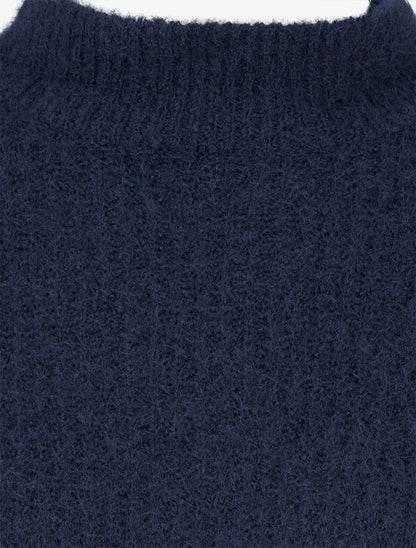 Pull en maille duveteux - Marine - 3