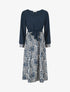 Robe évasée à jupe imprimé végétal - Marine - 1