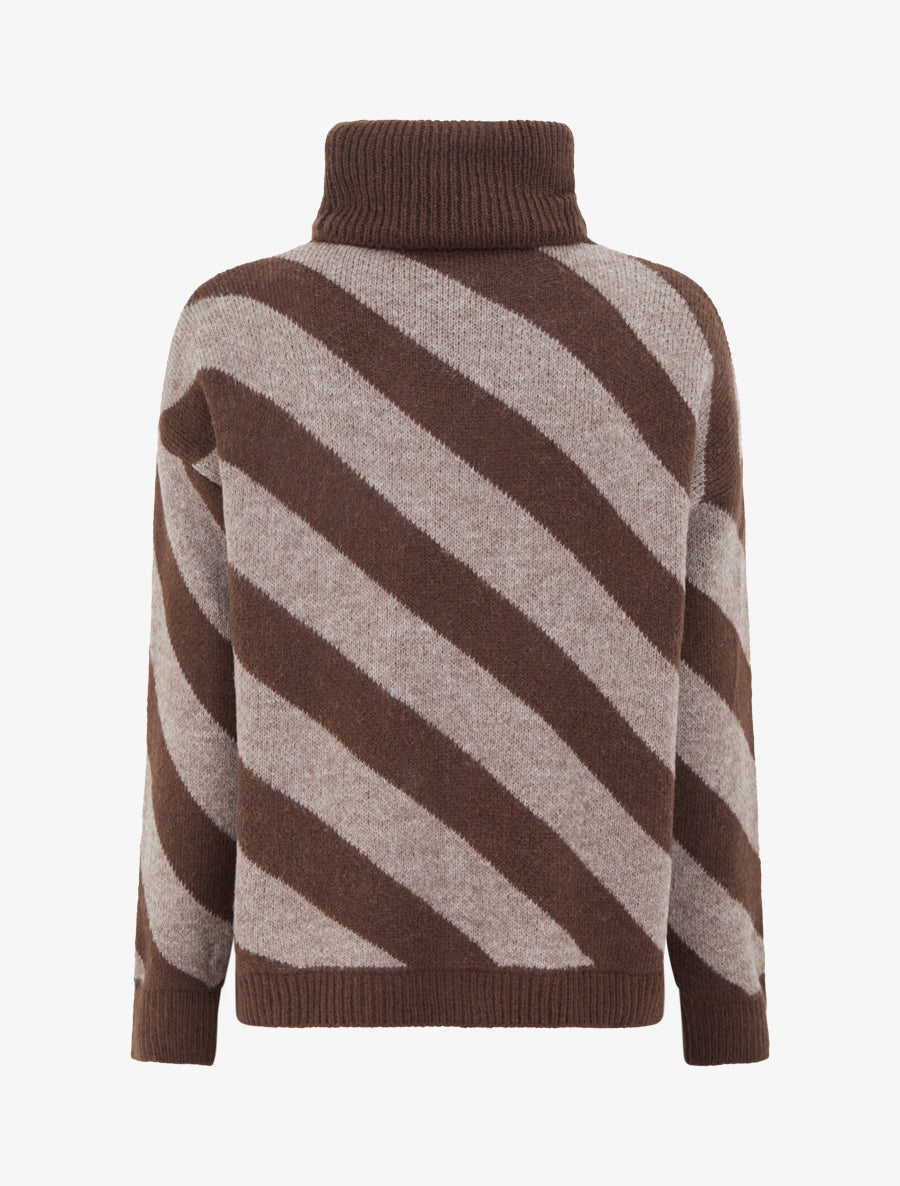 Pull à rayures diagonales - Taupe - 2