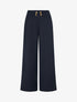 Pantalon élastiqué à boutons décoratifs - Marine - 1