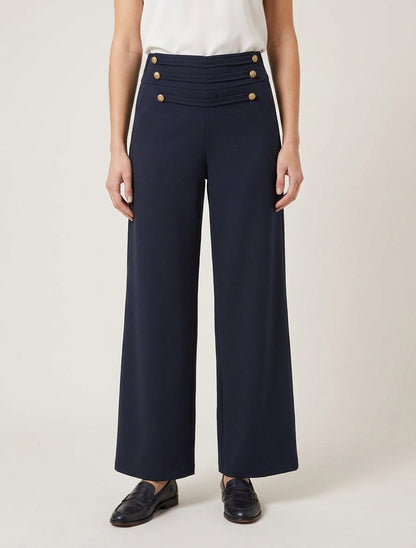 Pantalon à pont à boutons décoratifs - Marine