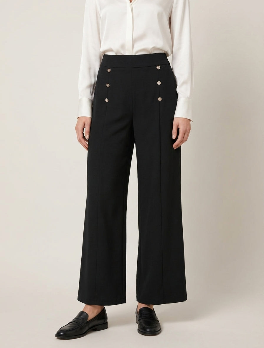 Pantalon pont coupe droite - Noir