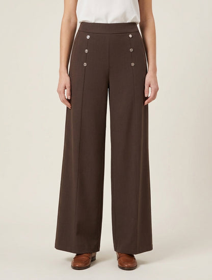 Pantalon pont coupe droite - Marron