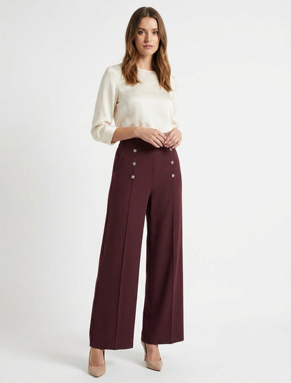 Pantalon pont coupe droite - Lie de vin