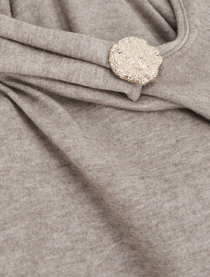 Pull fin à empiècement bijou - Taupe - 3