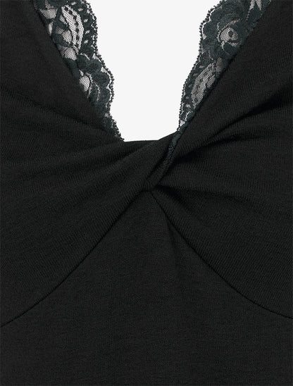 Pull fin à col noué - Noir - 3