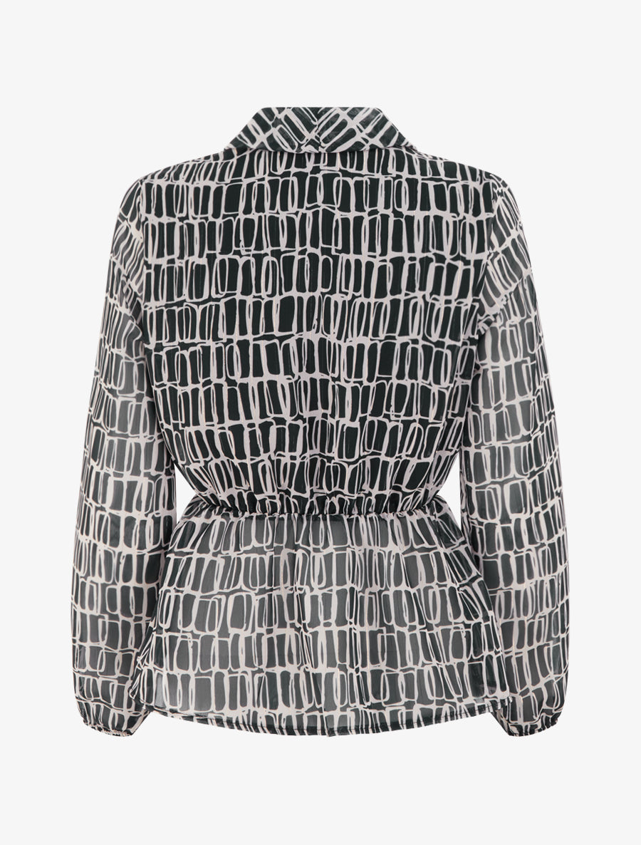 Blouse imprimée à col cache-coeur - Noir - 2