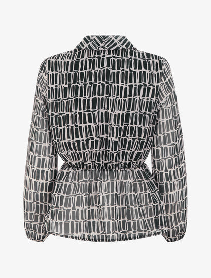 Blouse imprimée à col cache-coeur - Noir - 2