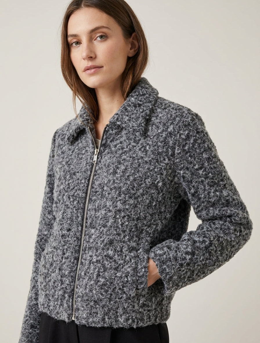 Veste coupe boule duveuteuse - Noir
