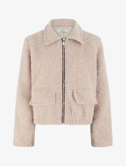 Veste coupe boule duveuteuse - Beige - 1