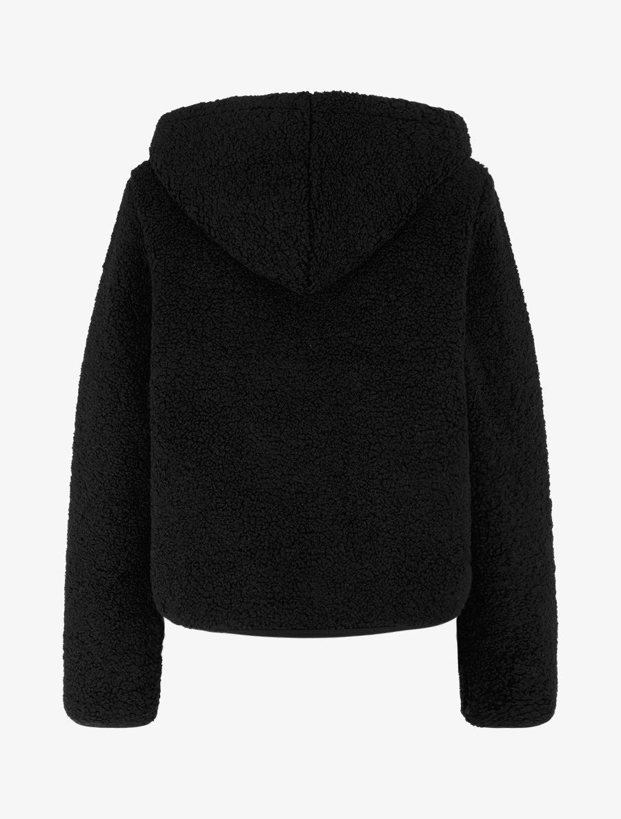Veste zippée à capuche effet laine bouclée - Noir - 2